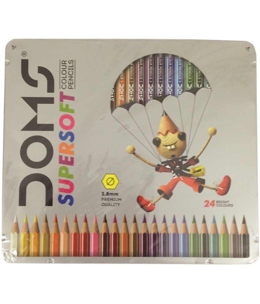     			Doms 2P Supersoft Colour Pencils 24 Shades - Flat Tin Hexagonal Shaped Color Pencils (Set Of 2, Multicolor)