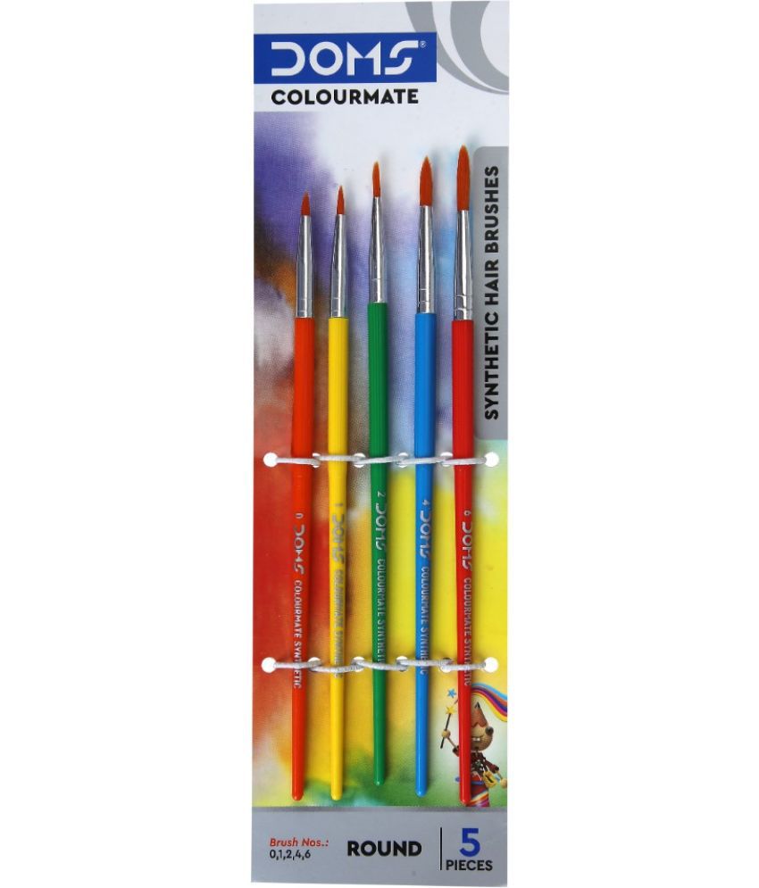     			Doms Colourmate Synthetic Hair Paint Brush Set, Round (Set Of 8, Multicolor)
