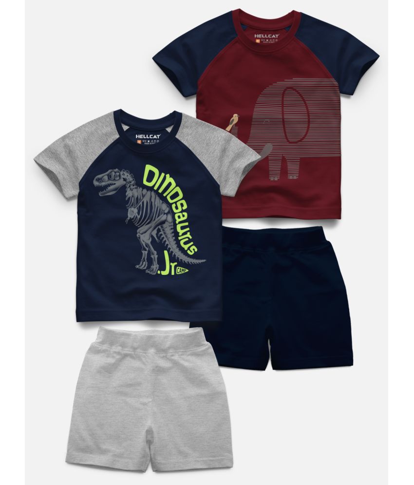     			HELLCAT - Multicolor Cotton Blend Baby Boy T-Shirt & Shorts ( Pack of 2 )