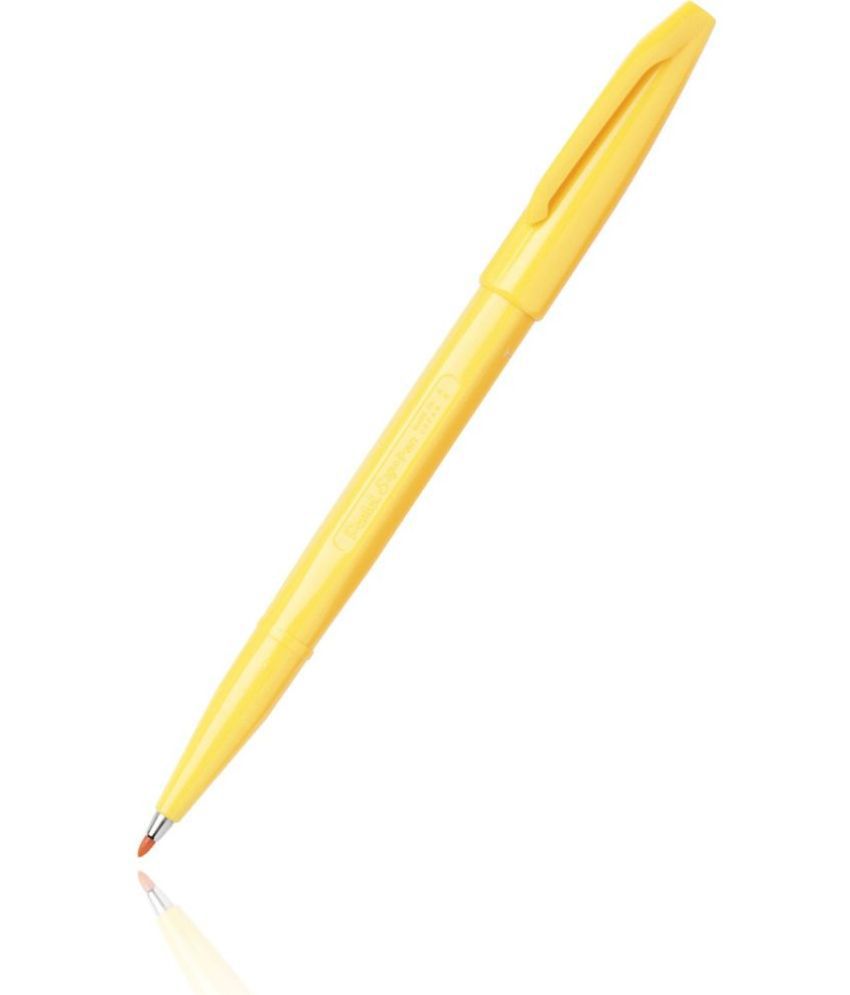     			Pentel Brush Sign Pen Fibre Tip Nib Sketch Pens (Set Of 6, Yellow)