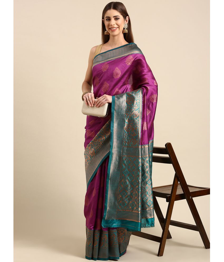     			SHANVIKA - Purple Art Silk Saree With Blouse Piece ( Pack of 1 )