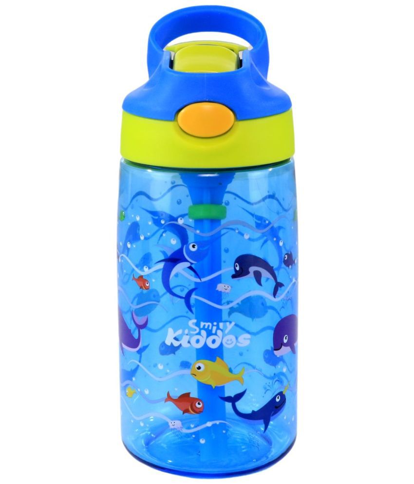     			Smily  kiddos - Blue School Water Bottle 450 mL ( Set of 1 )