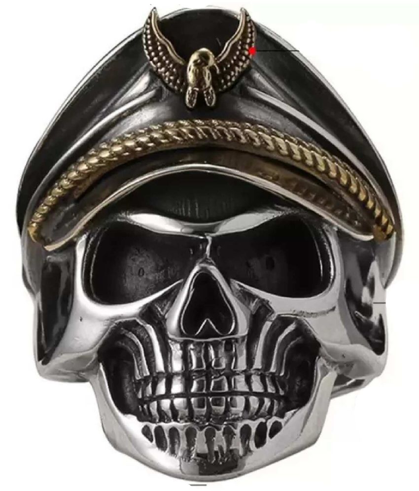     			Thrillz Latest Men's Silver Ring For Boys Stainless Steel Captain Pirate Adjustable Silver Eagle Hat Pilot Skull Finger Ring For Men