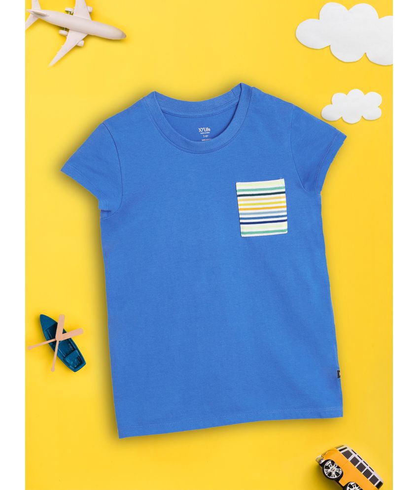     			XY Life - Blue 100% Cotton Girls T-Shirt ( Pack of 1 )