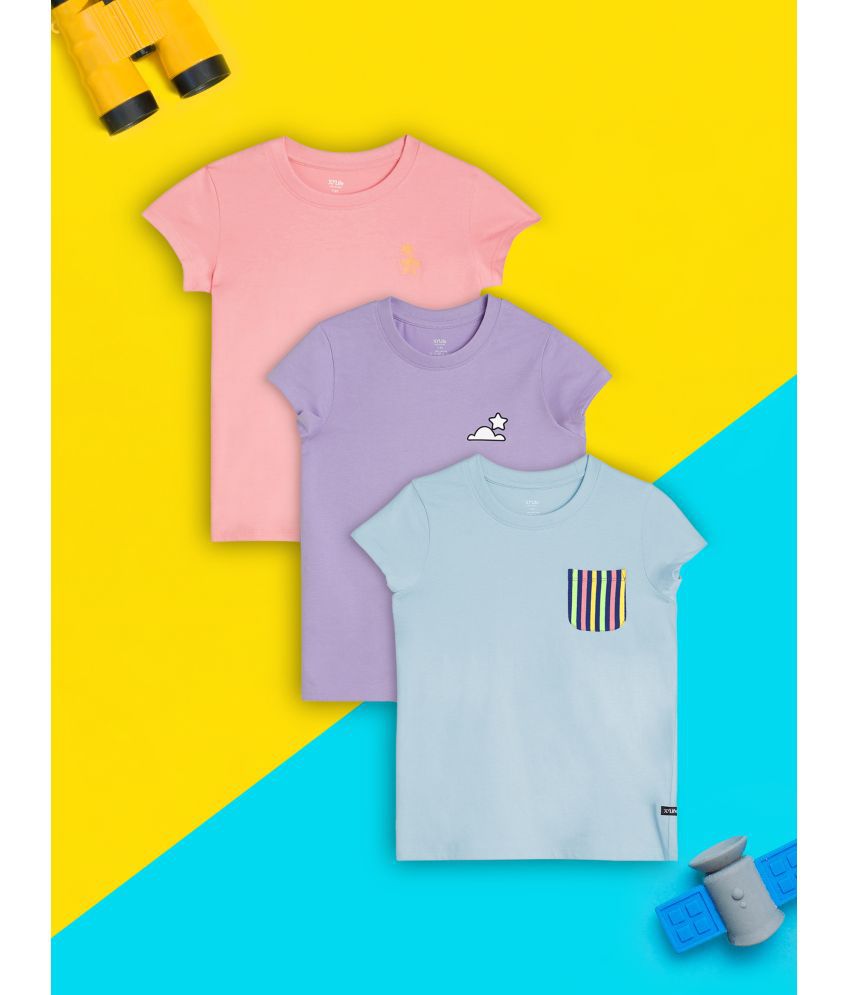     			XY Life - Multicolor 100% Cotton Girls T-Shirt ( Pack of 3 )