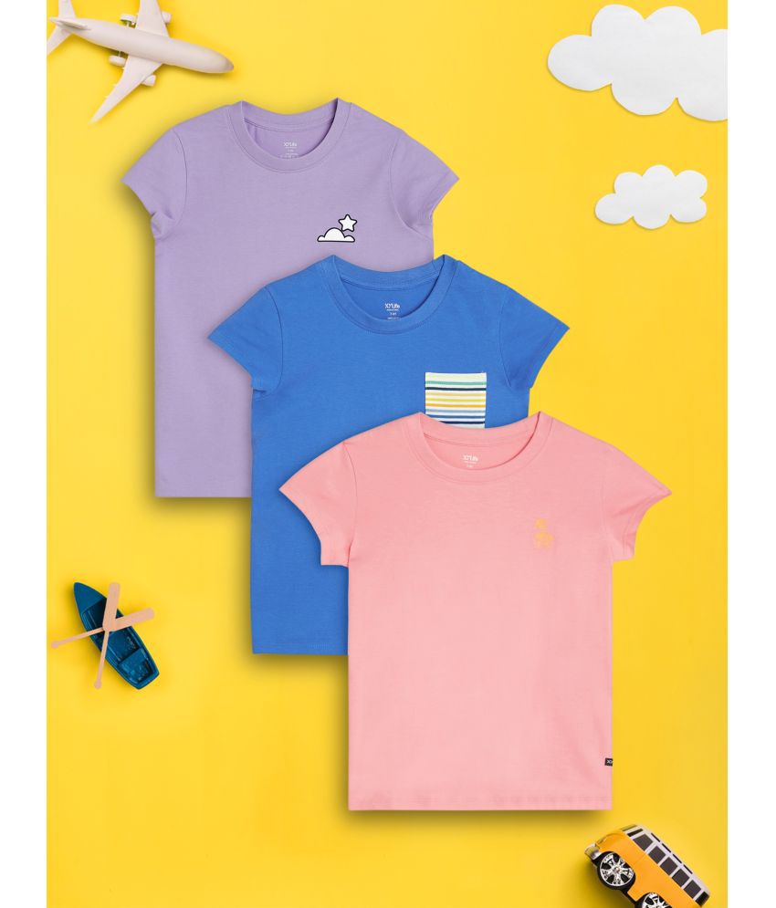     			XY Life - Multicolor 100% Cotton Girls T-Shirt ( Pack of 3 )