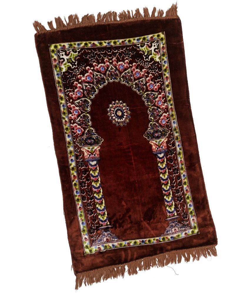     			ADIRNY Brown Single Velvet Prayer Mat ( 110 X 70 cm )