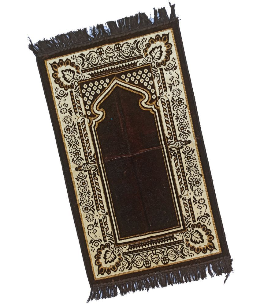     			ADIRNY Brown Single Velvet Prayer Mat ( 110 X 70 cm )