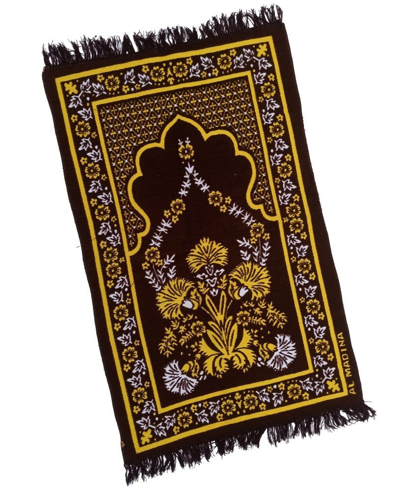     			ADIRNY Brown Single Velvet Prayer Mat ( 110 X 70 cm )