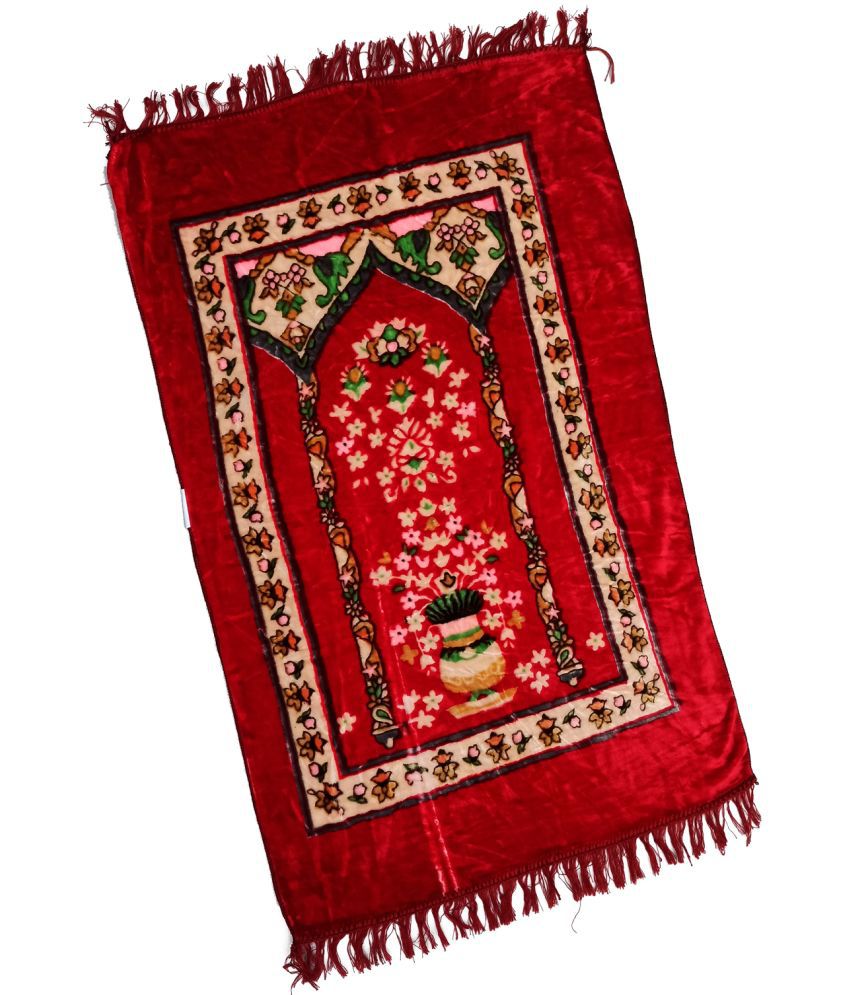     			ADIRNY Red Single Velvet Prayer Mat ( 110 X 70 cm )