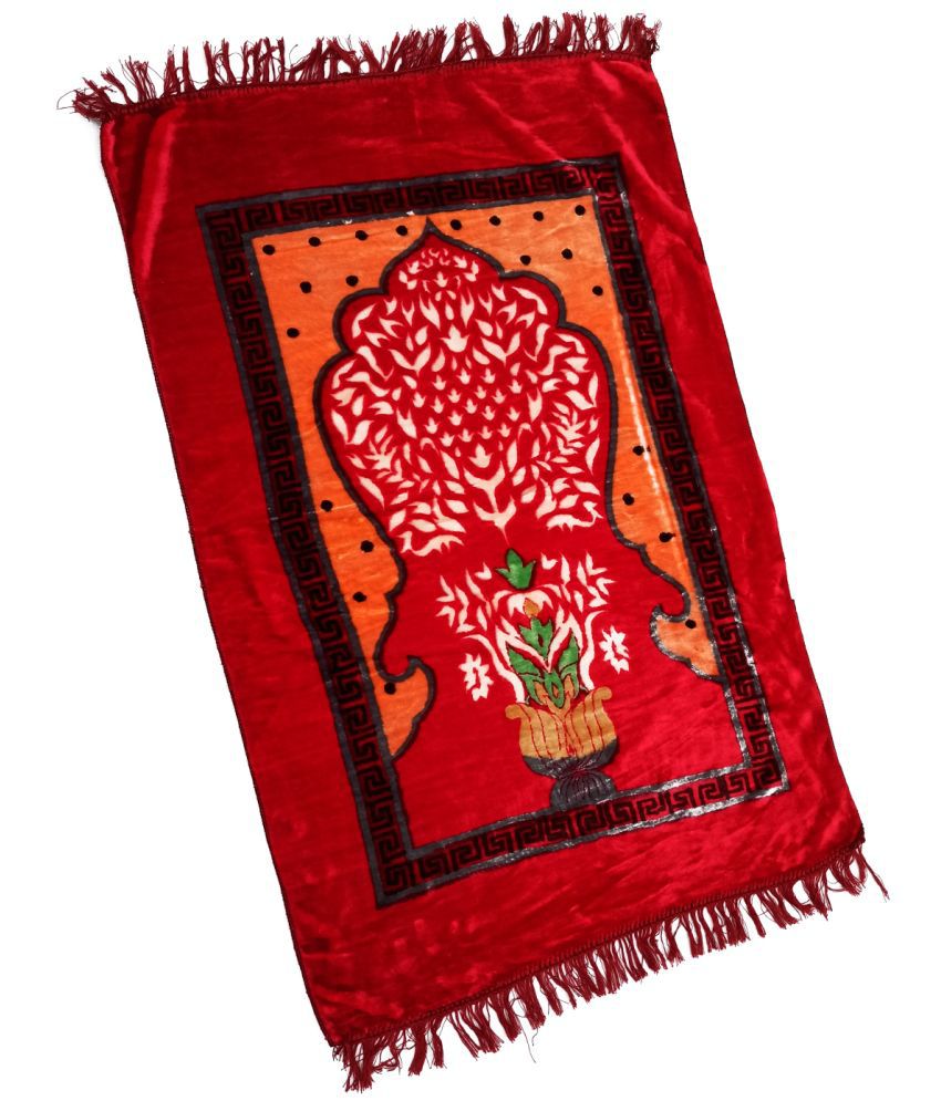     			ADIRNY Red Single Velvet Prayer Mat ( 110 X 70 cm )