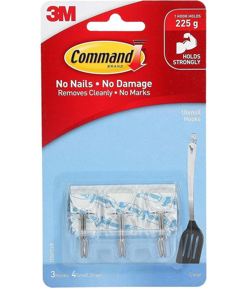     			Command 3M Small Plastic Wire Hook(Cler,6 Hooks And 8 Strips)Set Of 2 (Cler ) Hook 6 (Pack Of 6)