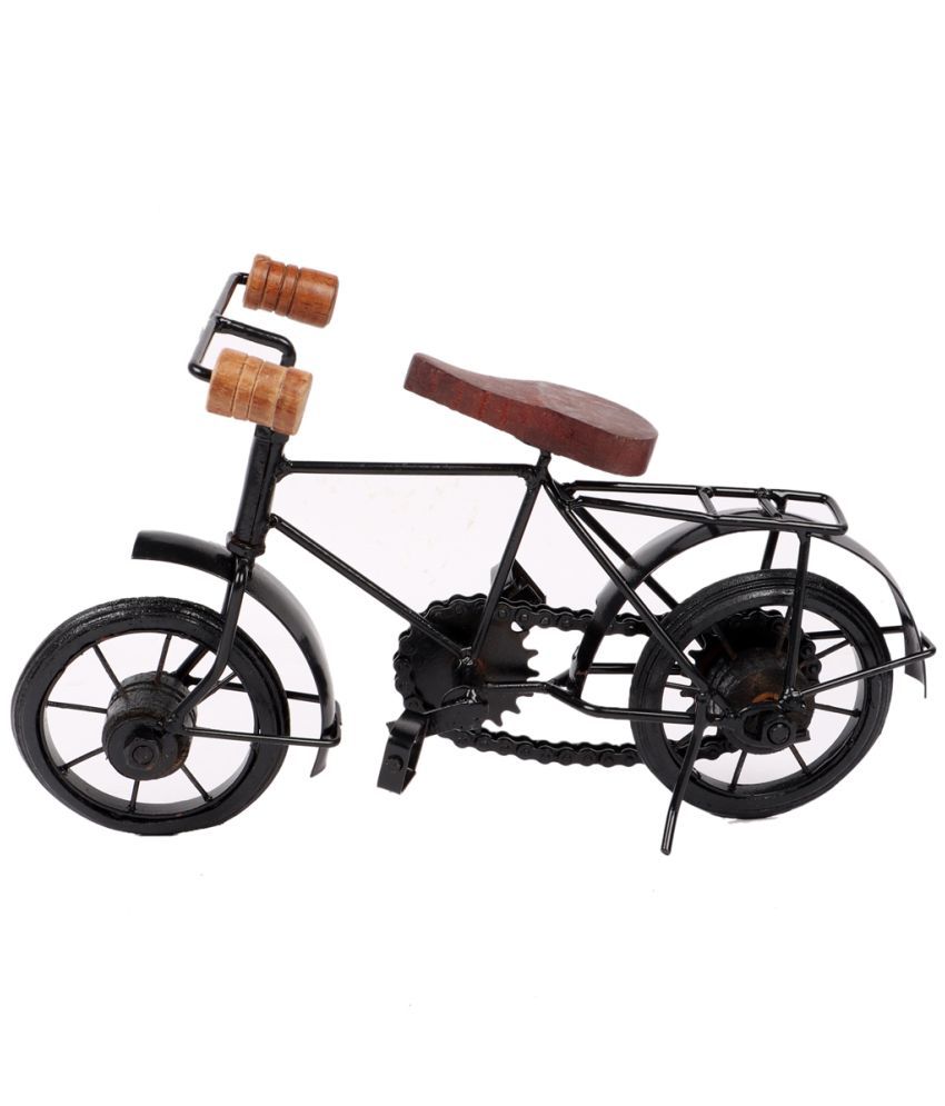     			HOMETALES - Iron and Wood Bicycle Showpiece 18 cm
