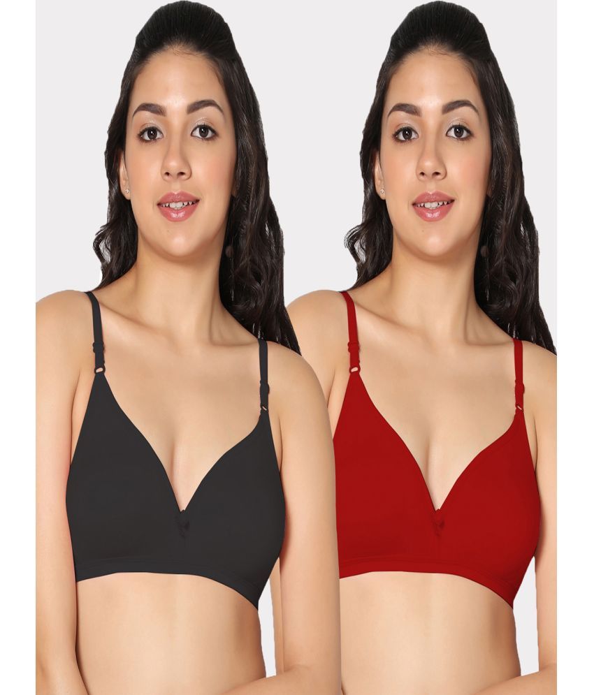     			IN CARE LINGERIE Pack of 2 Cotton Non Padded Women's T-Shirt Bra ( Multicolor )