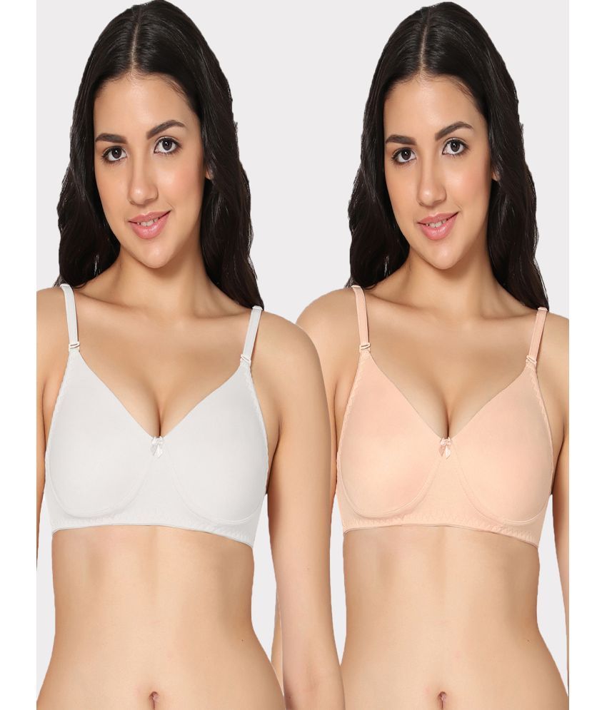     			IN CARE LINGERIE Pack of 2 Cotton Non Padded Women's T-Shirt Bra ( Multicolor )