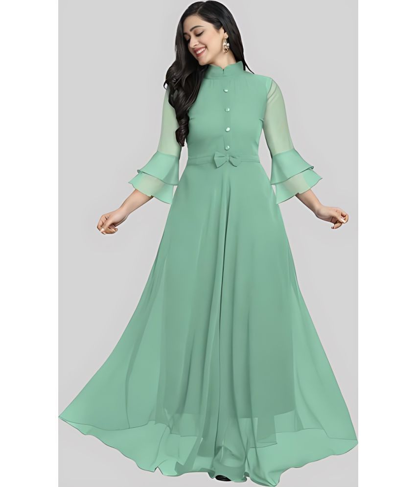     			JASH CREATION - Mint Green Georgette Women's Gown ( Pack of 1 )