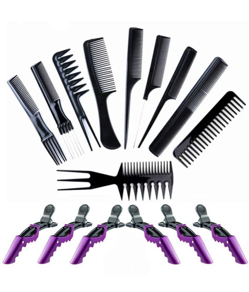     			Lenon Professional 10 Pcs black comb with 6 Pcs Crocodile Hair Clip Pack of 16