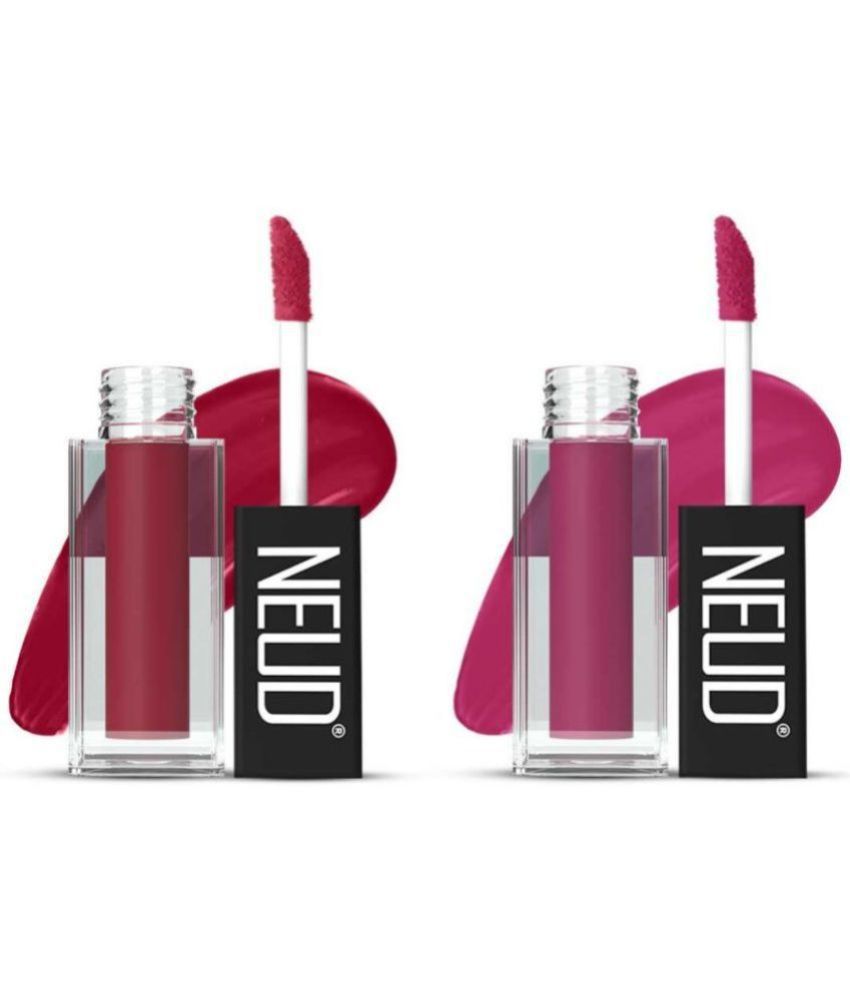     			NEUD Matte Liquid Lipstick Combo Of Peachy Pink and Quirky Tease With Two Lip Gloss Free