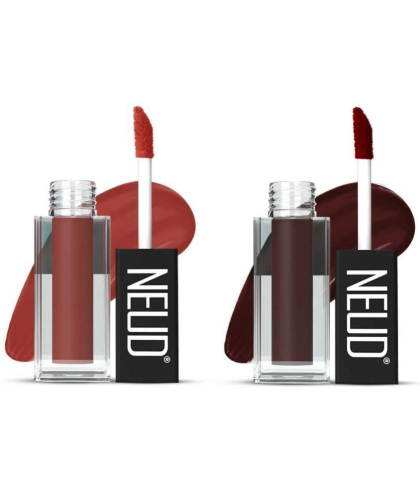     			NEUD Matte Liquid Lipstick Combo Of Jolly Coral and Espresso Twist With Two Lip Gloss Free