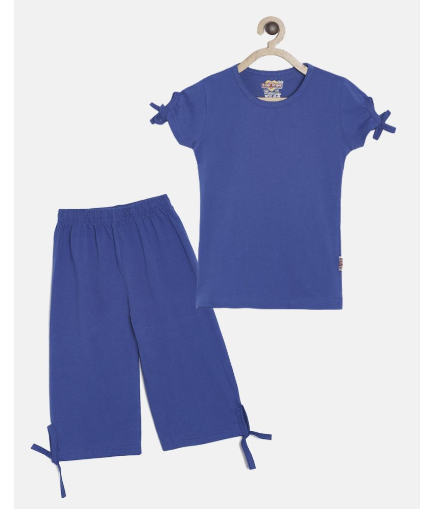    			Sini Mini - Blue Cotton Girls Shirt With Capris ( Pack of 2 )