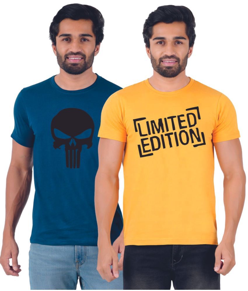     			ferocious - Blue Cotton Regular Fit Men's T-Shirt ( Pack of 2 )