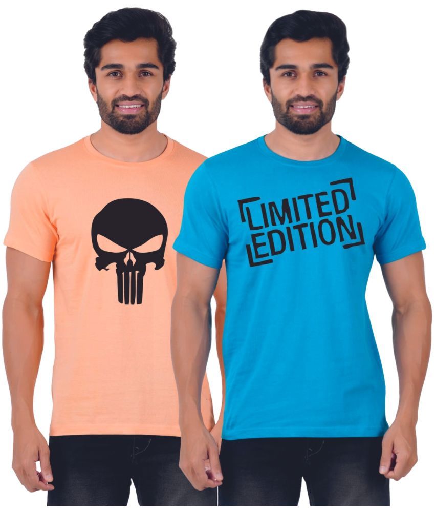     			ferocious - Orange Cotton Regular Fit Men's T-Shirt ( Pack of 2 )