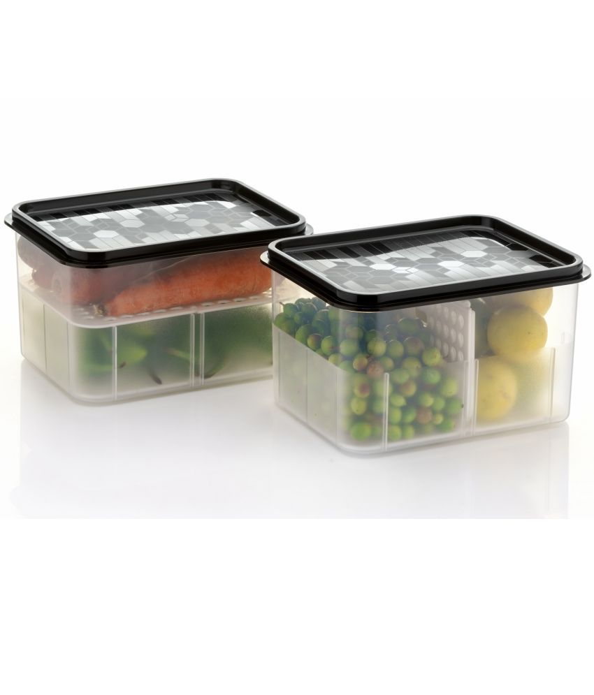     			Analog kitchenware Fruit and Vegetables Plastic Black Utility Container Set of 2 (2.3L each)
