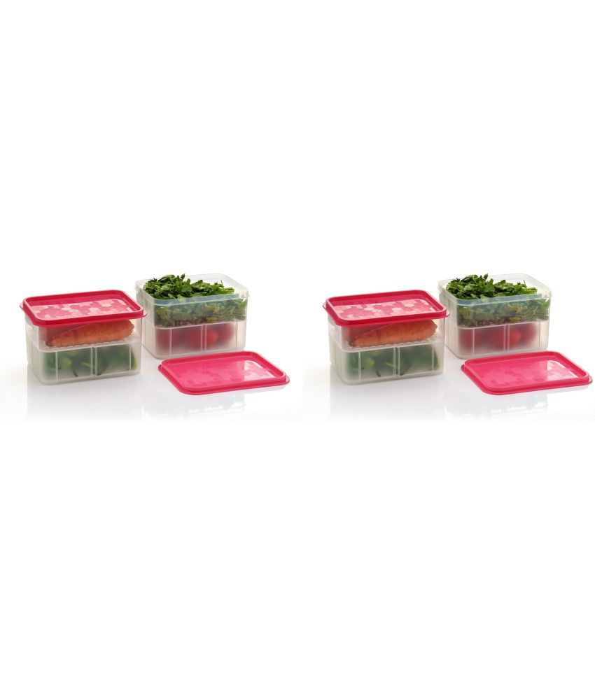     			Analog kitchenware - Fruit/Vegetable/Food Plastic Pink Food Container ( Set of 4 )