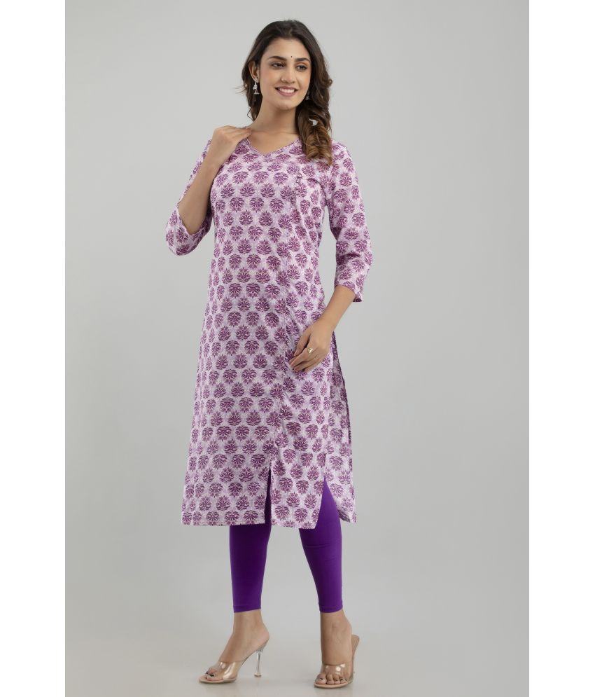     			Frionkandy - Purple Cotton Women's Front Slit Kurti ( Pack of 1 )