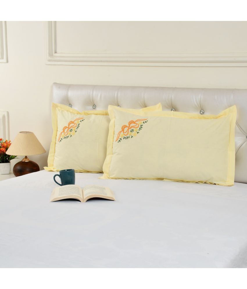     			Zesture - Pack of 2 Cotton Solid Regular Pillow Cover ( 68.58 cm(27) x 43.18 cm(17) ) - Yellow