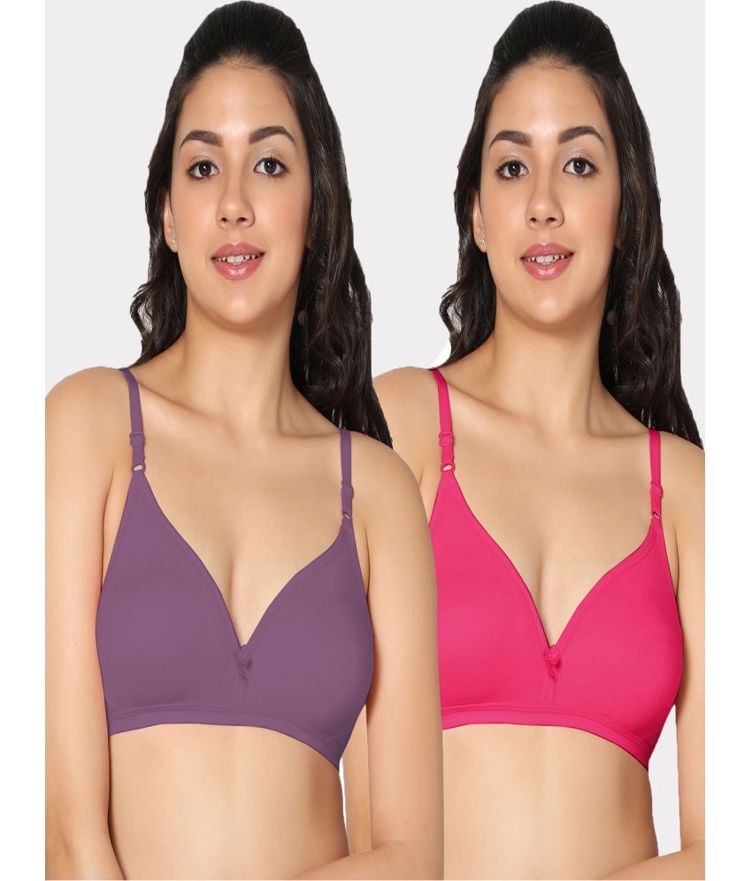     			IN CARE LINGERIE Pack of 2 Cotton Non Padded Women's T-Shirt Bra ( Multicolor )