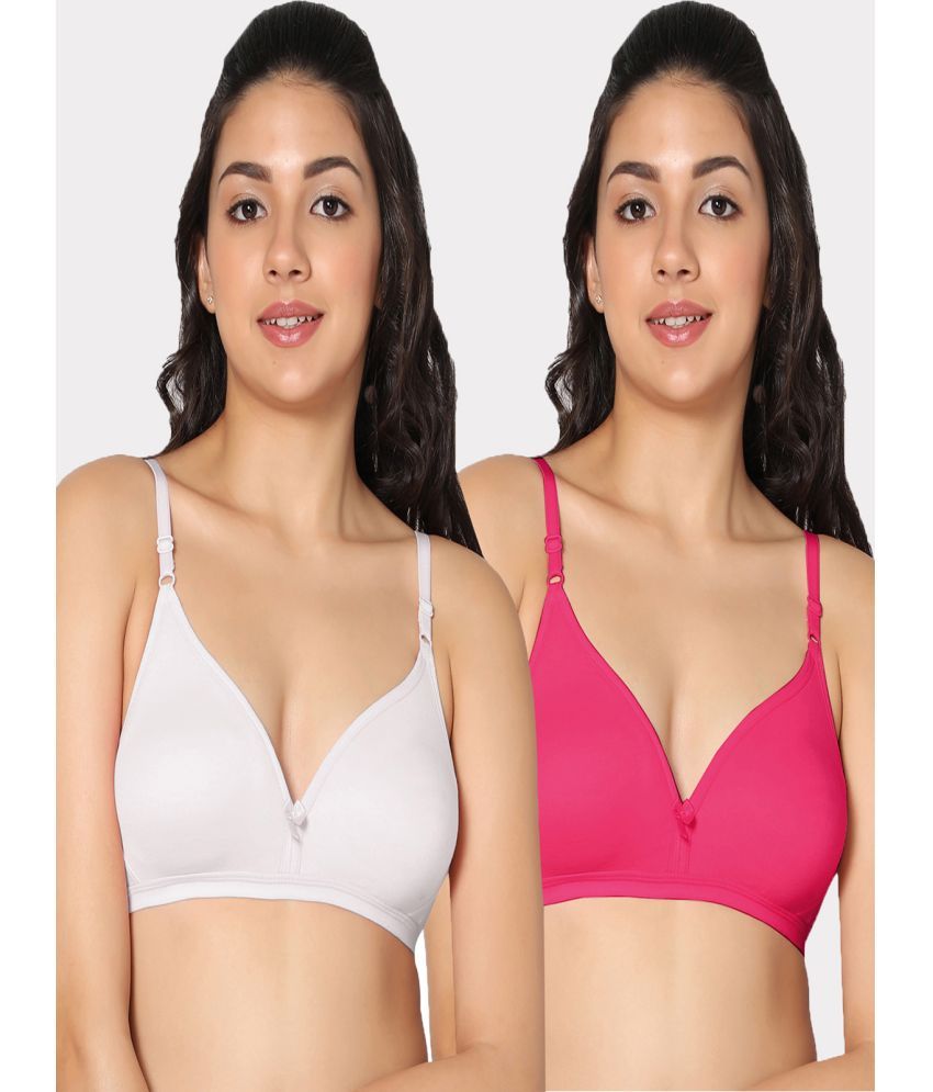     			IN CARE LINGERIE Pack of 2 Cotton Non Padded Women's T-Shirt Bra ( Multicolor )