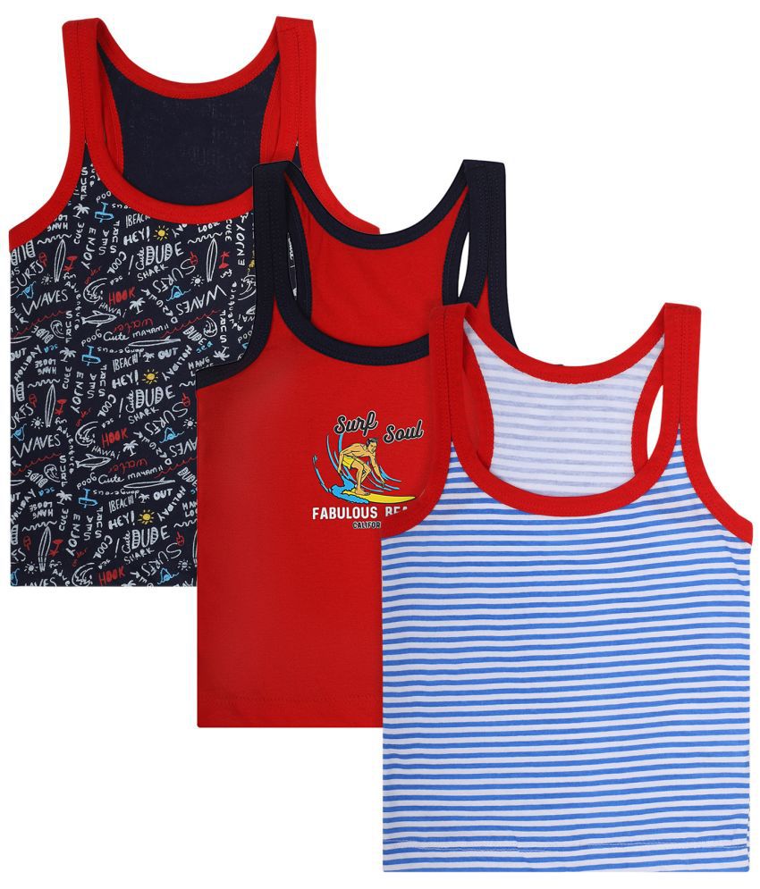     			Kids Boys Assorted coloured Printed Vest Pack Of 3