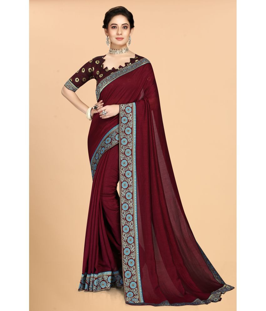     			Shatanuvart Export - Maroon Silk Blend Saree With Blouse Piece ( Pack of 1 )