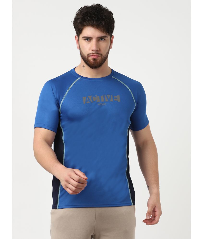     			UrbanMark Men Regular Fit Quick Dry Sports T Shirt-Blue