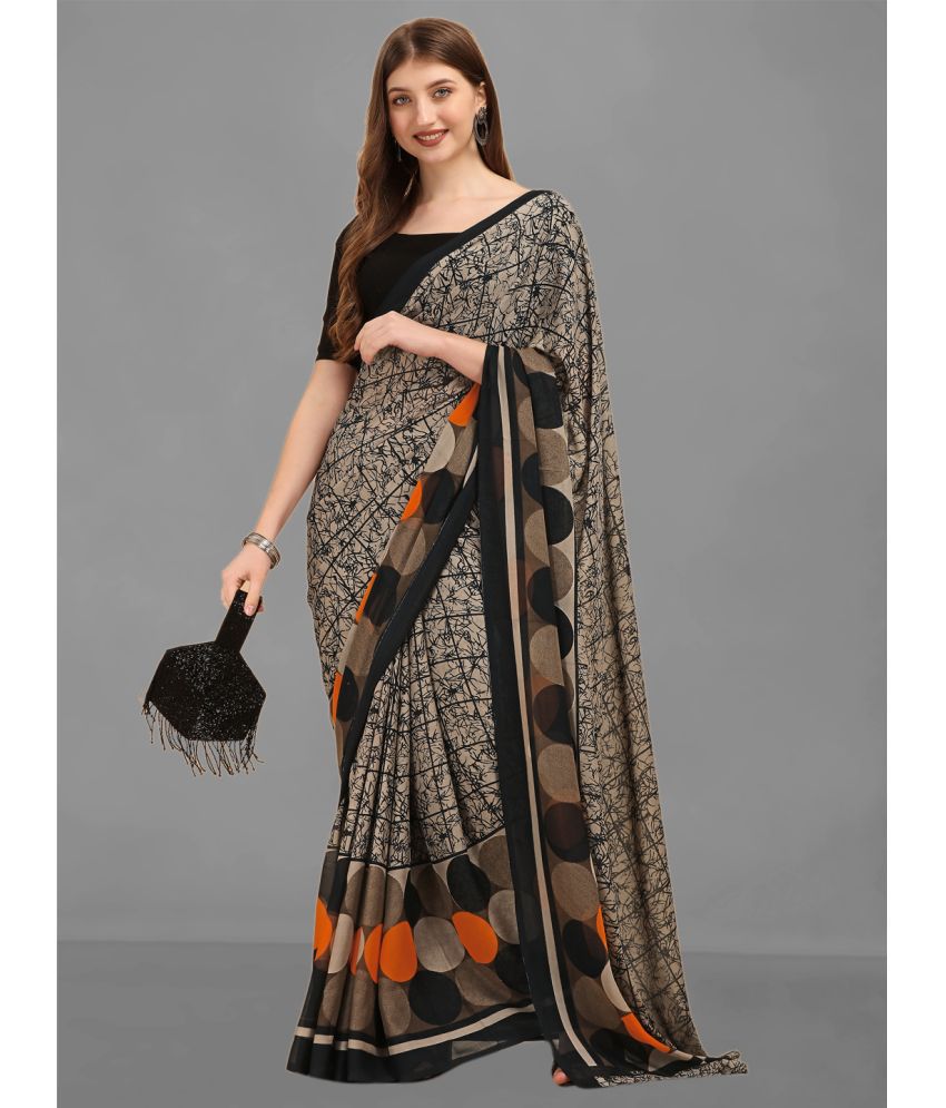     			Vichitro - Brown Georgette Saree With Blouse Piece ( Pack of 1 )