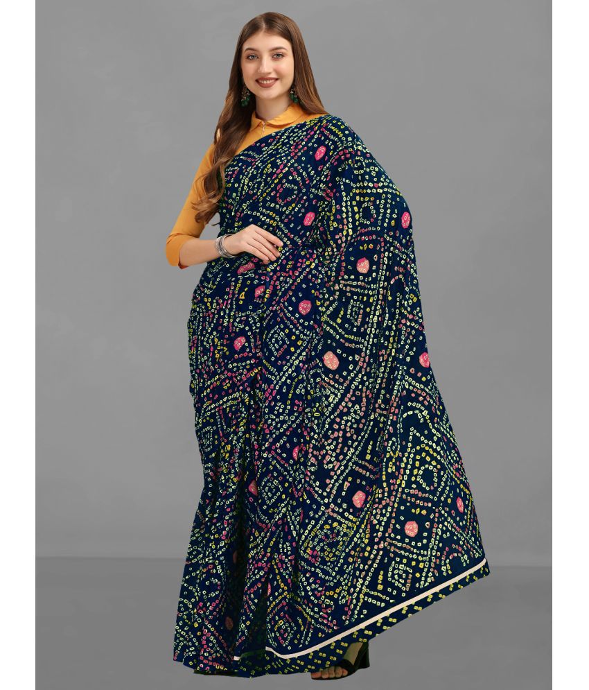     			Vichitro - Navy Blue Georgette Saree With Blouse Piece ( Pack of 1 )