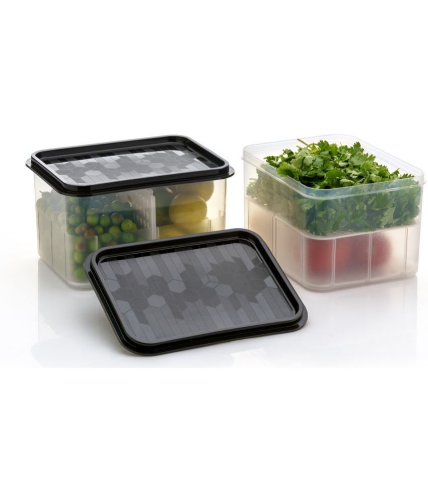     			iview kitchenware - Fruit/Food/Vegetable Plastic Black Utility Container ( Set of 2 )