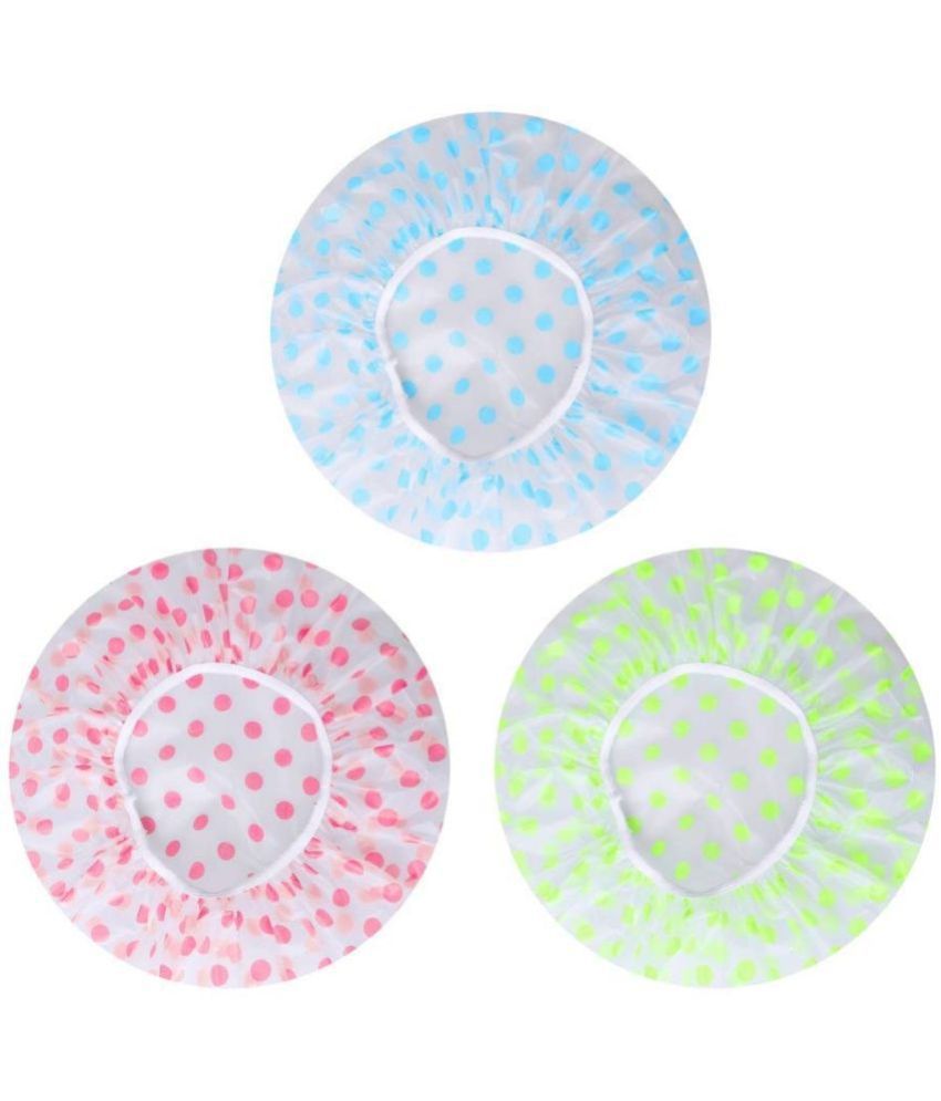     			CELIBATE Free Size 3 Shower Cap Multicolored and Multi-design Pack of 3