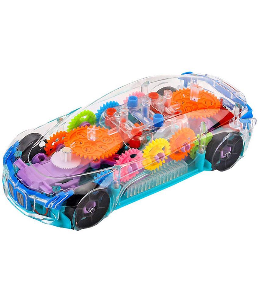     			Gear Display Transparent Car Toy for Kids - 360 Degree Rotating Concept Racing Vehicle with 3D Flashing LED Lights and Music