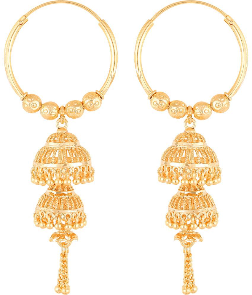     			HEER COLLECTION - Gold Jhumki Earrings ( Pack of 1 )