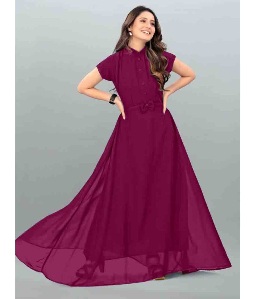     			JASH CREATION - Wine Georgette Women's Gown ( Pack of 1 )