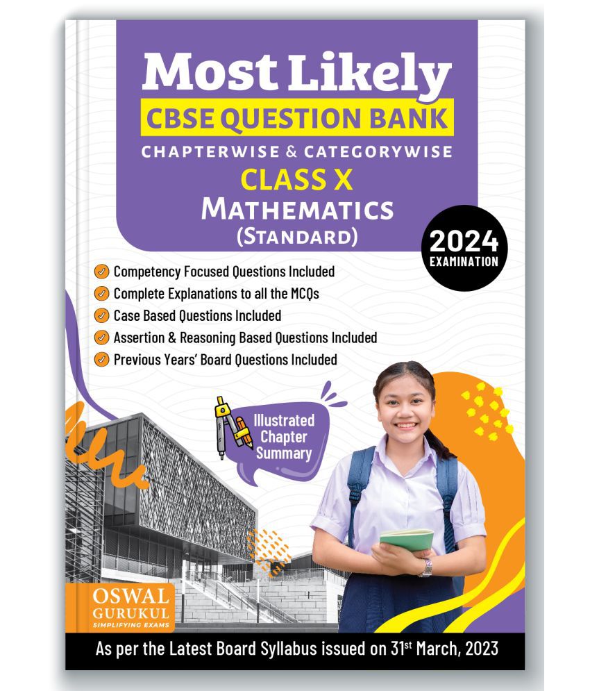     			Oswal - Gurukul Mathematics Most Likely CBSE Question Bank for Class 10 Exam 2024 - Chapterwise & Categorywise, Competency Focused Qs, MCQs, Case