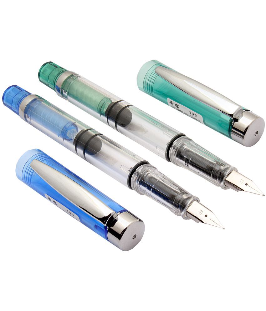     			Srpc Demonstrator Blue & Green Piston Safari Extra Fine Nib Fountain Pen