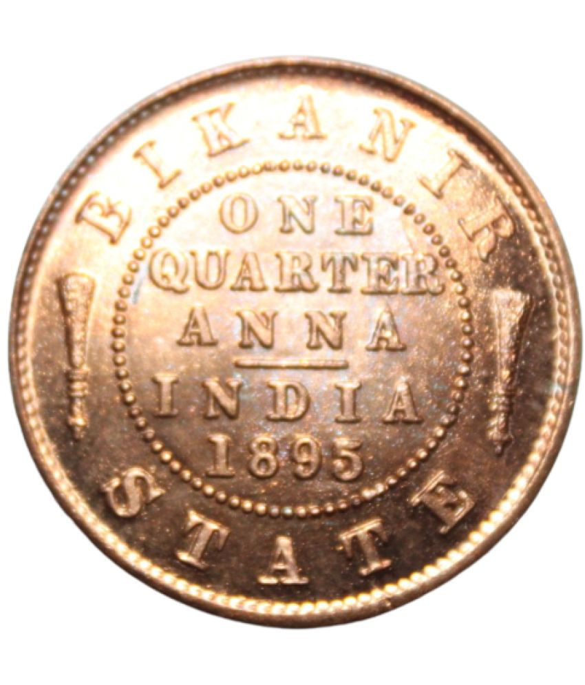     			newWay - 1 Quarter Anna (1895) Victoria Empress Bikanir State India Collectible Old and Rare 1 Coin Numismatic Coins