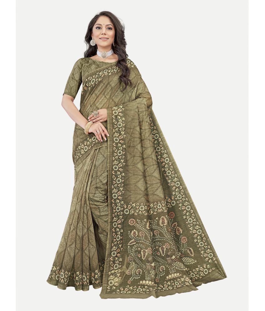     			tavas - Light Green Chanderi Saree With Blouse Piece ( Pack of 1 )