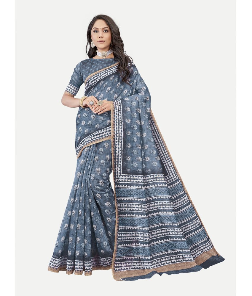     			tavas - LightBLue Chanderi Saree With Blouse Piece ( Pack of 1 )