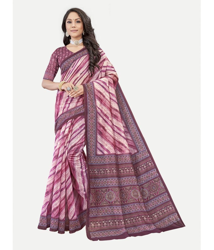     			tavas - Purple Chanderi Saree With Blouse Piece ( Pack of 1 )