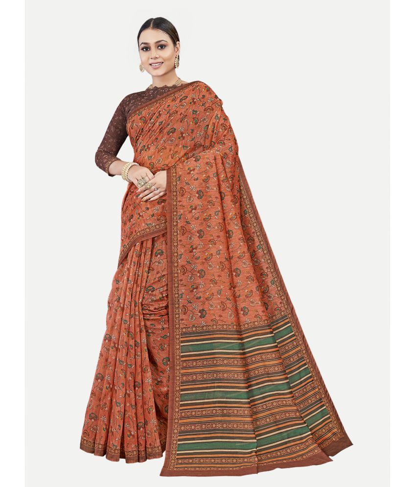     			tavas - Rust Chanderi Saree With Blouse Piece ( Pack of 1 )