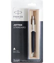 PARKER Jotter Standard Black Body Chrome Trim Ball Pen (Black)